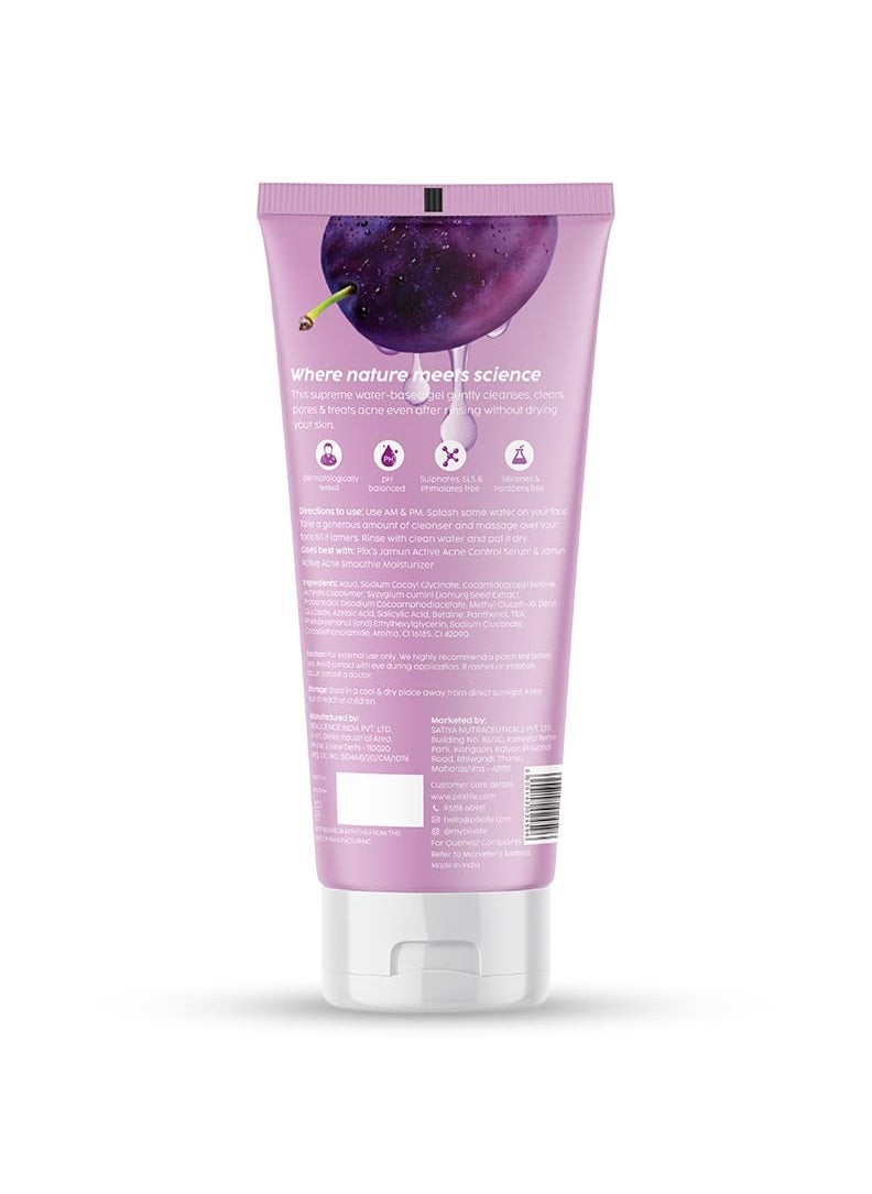 PLIX THE PLANT FIX - Salicylic Acid Jamun Face Wash Cleanser Gel For Active Acne and Oil Control For Breakouts Oily and Acne Prone Skin Women and Men 100 ml - Image 1