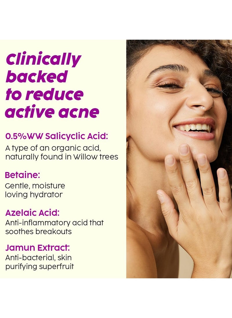 PLIX THE PLANT FIX - Salicylic Acid Jamun Face Wash Cleanser Gel For Active Acne and Oil Control For Breakouts Oily and Acne Prone Skin Women and Men 100 ml - Image 1