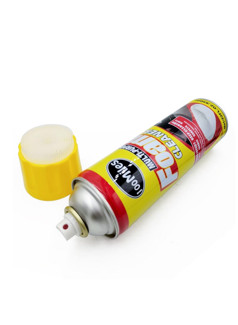100Miles Multi Purpose Foam Cleaner 650ml Deep Cleaning Foam Spray with Built In Brush for Car Interior Upholstery Carpet Fabric Seat Door Panel Vinyl Leather Sofa Home Office Stain Dirt Odor Removal Cleaner Aerosol Cleaning Solution - Image 5