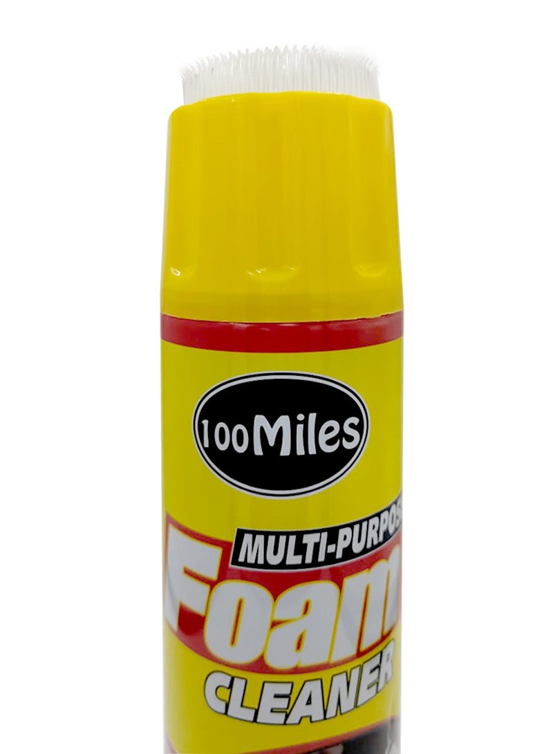 100Miles Multi Purpose Foam Cleaner 650ml Deep Cleaning Foam Spray with Built In Brush for Car Interior Upholstery Carpet Fabric Seat Door Panel Vinyl Leather Sofa Home Office Stain Dirt Odor Removal Cleaner Aerosol Cleaning Solution - Image 4