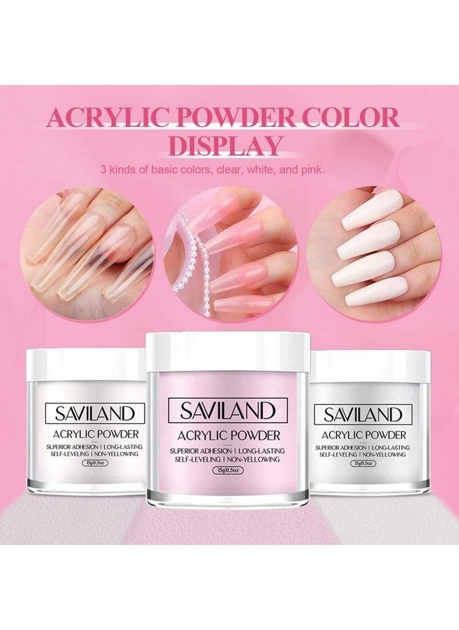 Saviland - Acrylic Nail Kit With Nail Drill Whitepinkclear Acrylic Powder And Liquid Set Acrylic Nail Brush Nail Supplies Nails Kit For Beginner With Everything For Acrylic Nails Art Design Home Diy - Image 1