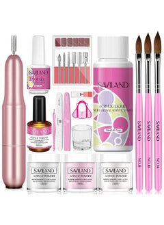 Acrylic Nail Kit With Nail Drill Whitepinkclear Acrylic Powder And Liquid Set Acrylic Nail Brush Nail Supplies Nails Kit For Beginner With Everything For Acrylic Nails Art Design Home Diy