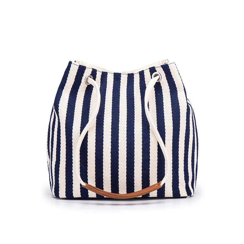 Shiling Bag Canvas Simple Bucket Shoulder Bag Striped Crossbody Women'S Bag Origin Supply Dropshipping - Image 1