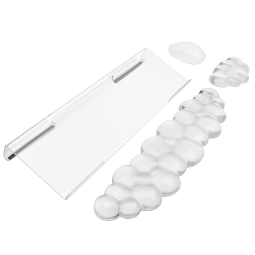 KEPUTAIER Acrylic Transparent Computer Keyboard Stand with Gel Cloud Keyboard and Mouse Wrist Rest, Ergonomic Tilting 3-in-1 Set, Relieves Painful Typing, for Office/Computer/Laptop/Gaming - Image 1
