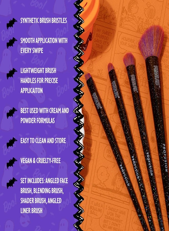 Profusion Cosmetics Peanuts Halloween Witchy Blend 4 PC Eye and Face Brush Set, Fluffy Makeup Brushes for Blending, Shading, Get Enchanted Beauty - Image 3