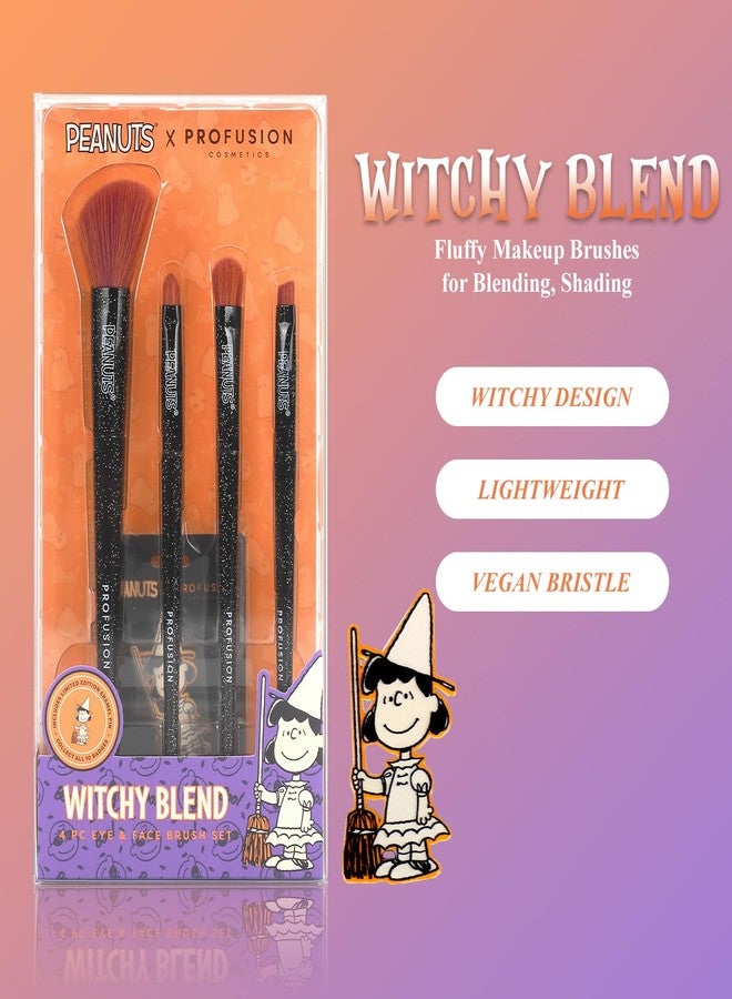 Profusion Cosmetics Peanuts Halloween Witchy Blend 4 PC Eye and Face Brush Set, Fluffy Makeup Brushes for Blending, Shading, Get Enchanted Beauty - Image 2