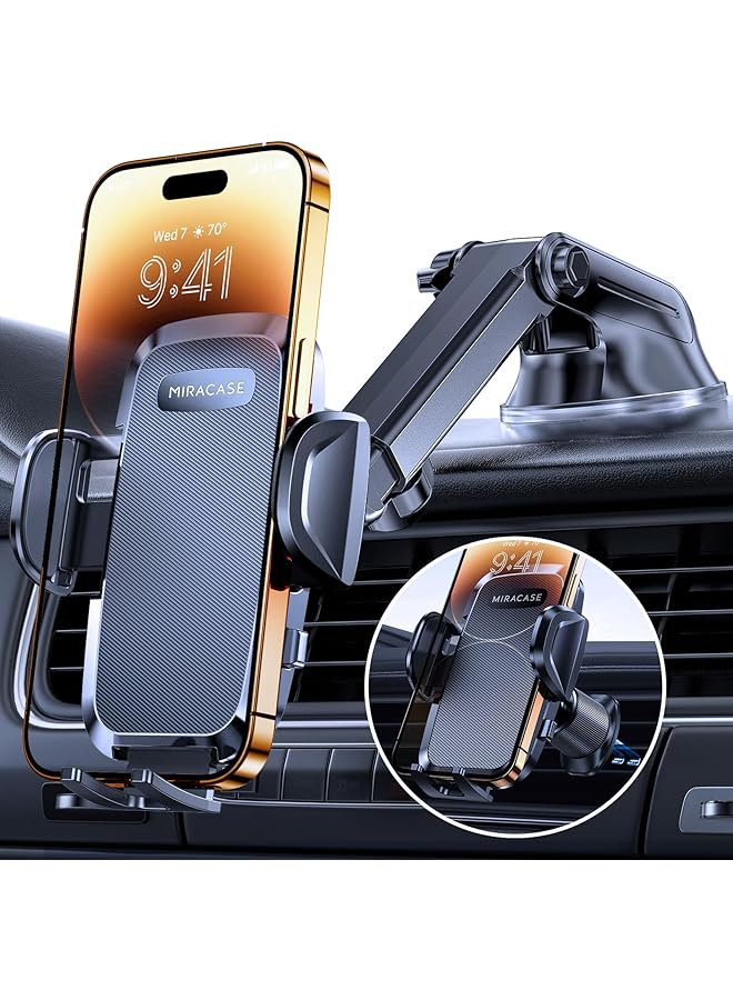 erorex Car Phone Holder 【4 In 1 And Powerful Suction Cup】 Phone Holder Stand Car For Dashboard Windshield Air Vent And Table Compatible With All 4.0'' 7.2'' Smartphones - Image 1