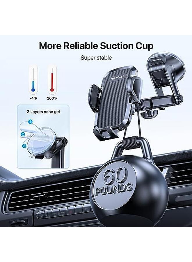erorex Car Phone Holder 【4 In 1 And Powerful Suction Cup】 Phone Holder Stand Car For Dashboard Windshield Air Vent And Table Compatible With All 4.0'' 7.2'' Smartphones - Image 3