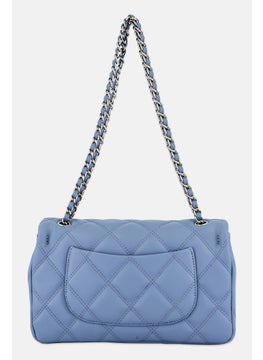 bebe Women Quilted Turn Lock Cross Body Bag 10,2 W x 16,9 H x 25,8 L cm, Slate Blue  - Image 2