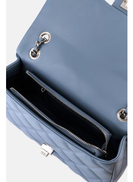 bebe Women Quilted Turn Lock Cross Body Bag 10,2 W x 16,9 H x 25,8 L cm, Slate Blue  - Image 3