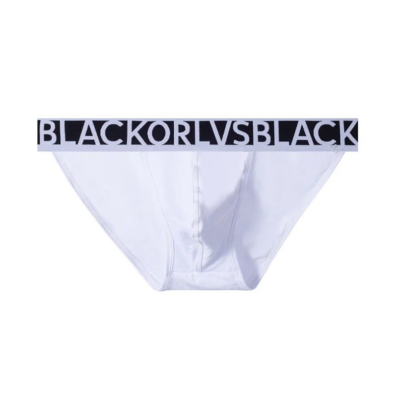 ORLVS Men's Sports Briefs, Low-Waist Cotton U-Shaped Design, Black & White