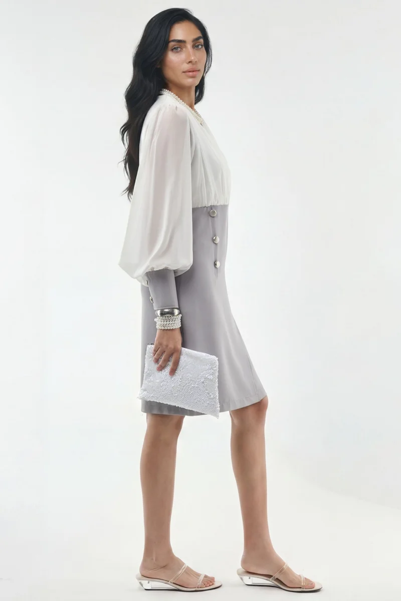 جينيفر V-neck Color Blocked Mini Dress