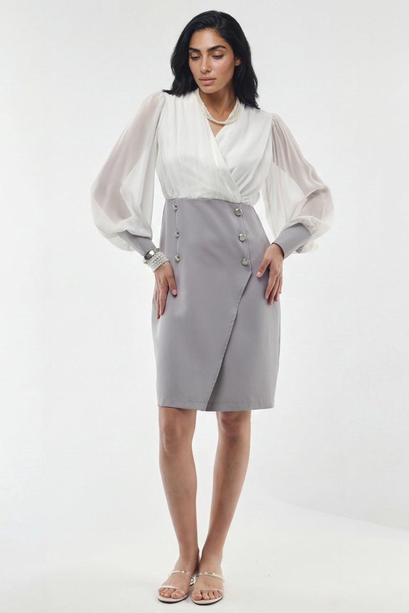 Jennyfer V-neck Color Blocked Mini Dress - Image 1