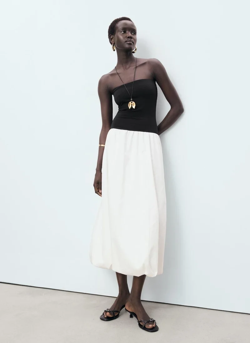 MANGO Strapless Balloon Dress