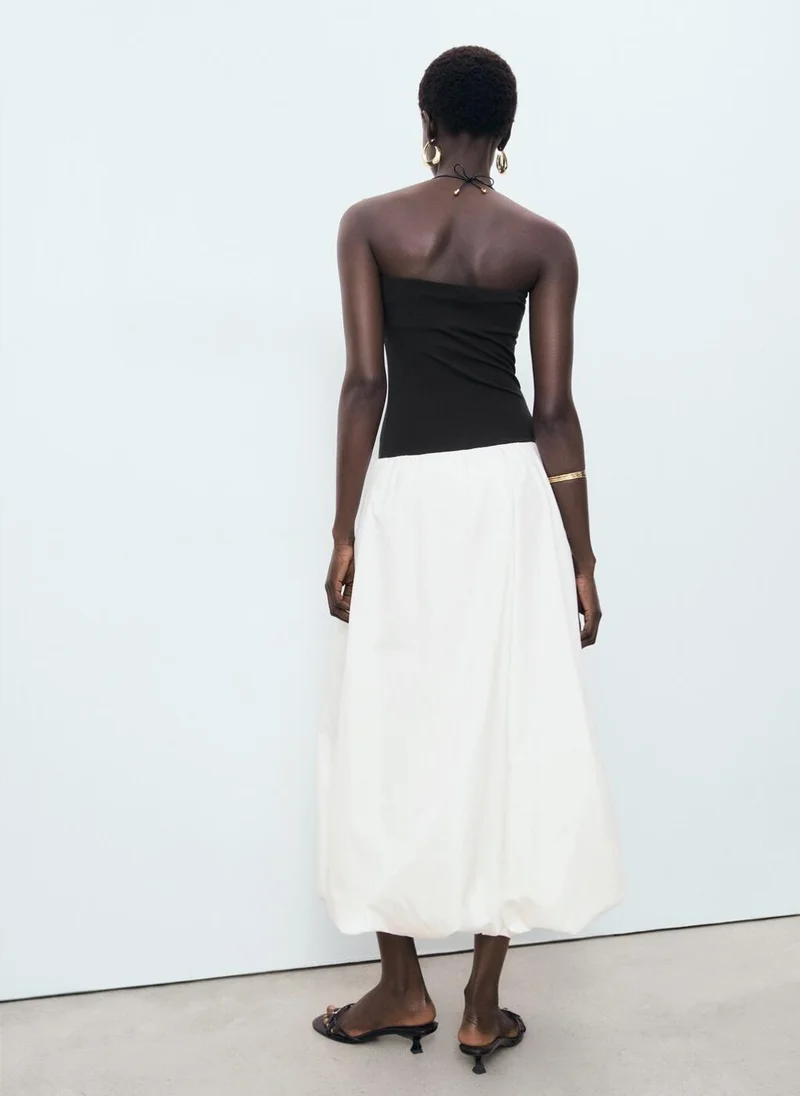MANGO Strapless Balloon Dress