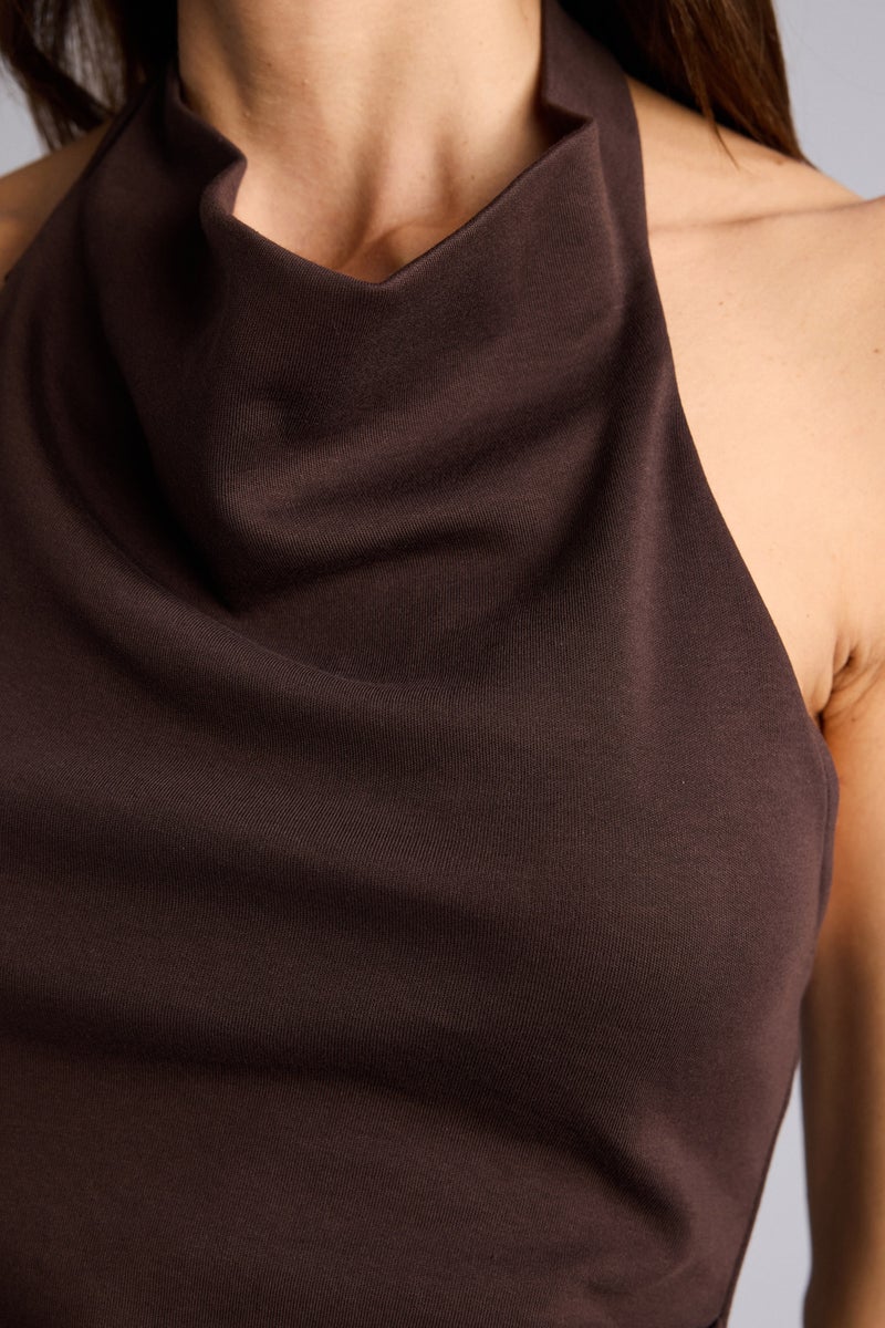 DeFacto Brown Woman Slim Fit Halter Collar Tank Top Casual - Image 4