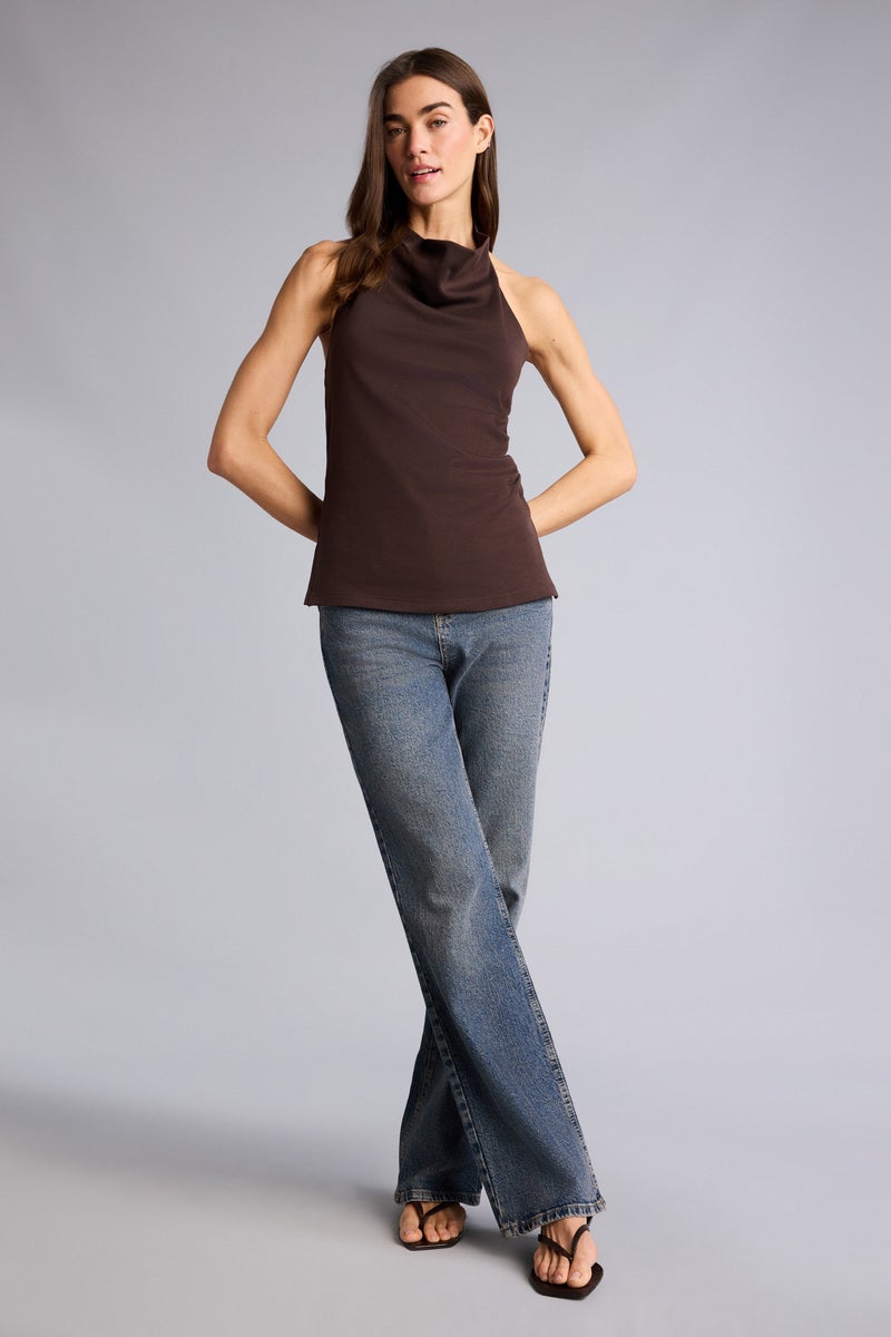 DeFacto Brown Woman Slim Fit Halter Collar Tank Top Casual - Image 2