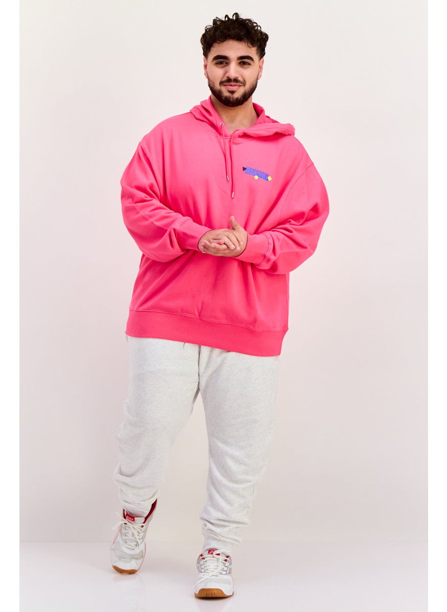 ESPRIT - Men Hoodie Long Sleeve Brand Logo Sweatshirt, Pink - Image 1