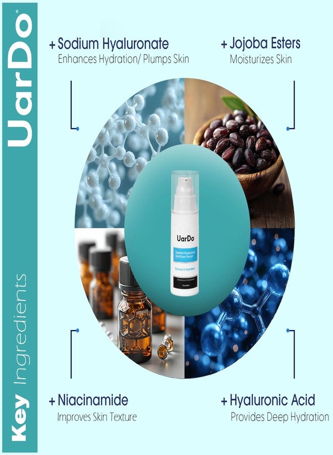 Uardo Quench Hyaluronic Acid Face Serum 1 Fl Oz/ 30 ml - usn106 | For Dry & Dehydrated Skin | Moisturizing | Aids w/Wrinkles & Fine Lines | For Women and Men - Image 2