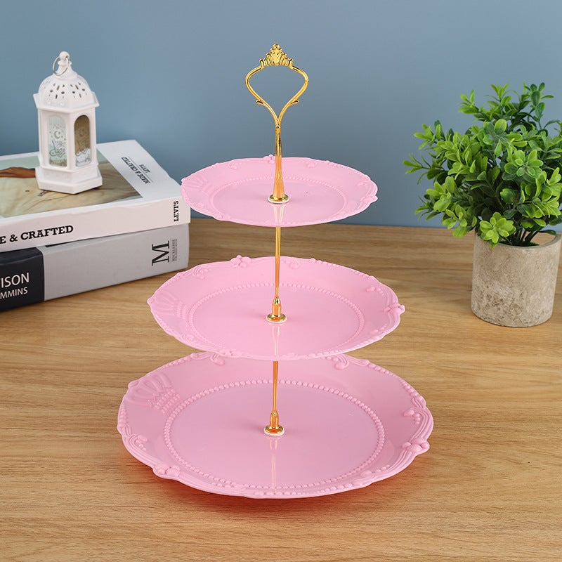 Creative European Afternoon Tea Dessert Tray Dessert Table Decoration Cake Plate Three-Layer Cake Stand Creative Multi-Layer Plastic - Image 3