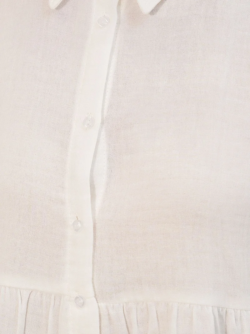Big Dart Dusty White BDART Oversized Cotton Long-Sleeve Shirt for Women | Best Price UAE