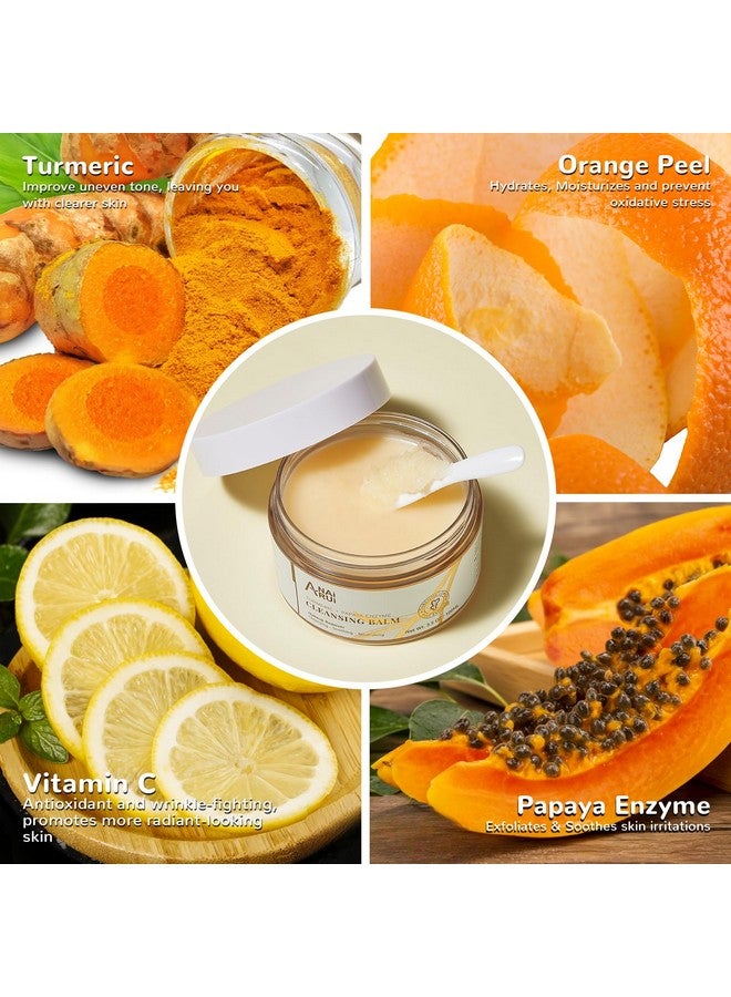 ANAI RUI Cleansing Balm, Turmeric Makeup Remover Balm, Face Exfoliator For Melting Makeup, Oil Cleansing Balm, Cleansing Pores & Blackheads, Hydrating, Smooth Skin, 3.5Oz - Image 4