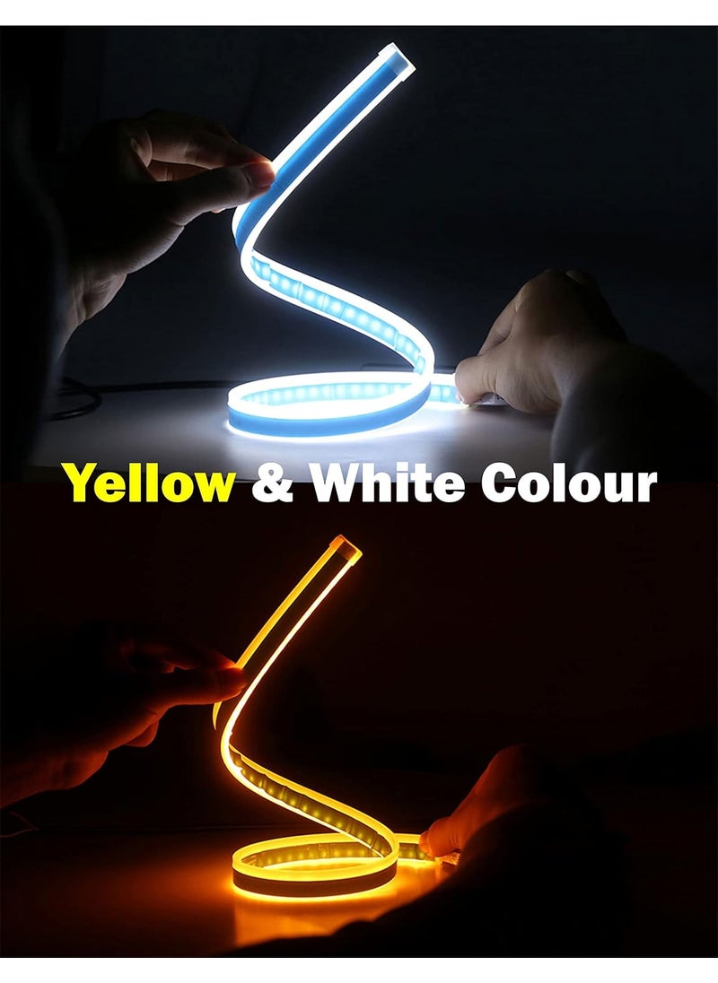 Asryd Asryd Flexible Led Light Strip Dual Color LED Headlight Strip Tube Light White Amber Daytime Running Light Waterproof 24 Inch 2PcsFor MG G10  - Image 2