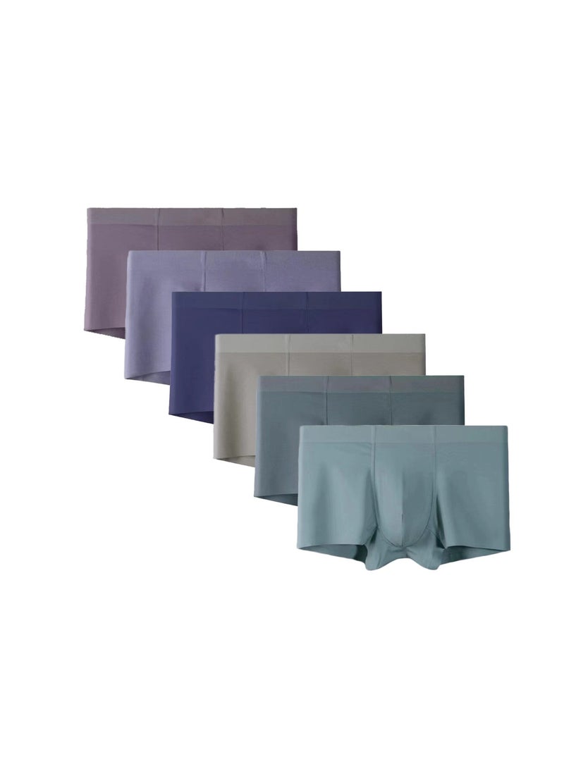 Men's Combed Cotton Boxer Briefs 6 Pack Antibacterial Honeycomb Mesh Crotch Soft Breathable L-3XL Daily Wear - Image 1