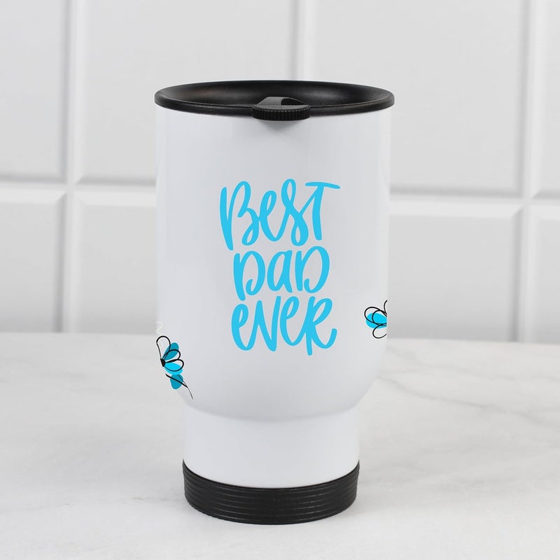SMIZE Best Dad Ever Printed Stainless Steel Vacuum Insulated Mug 500ml14oz Keeps Drinks Hot Cold LeakProof Easy to Clean Carry Perfect Fathers Day Birthday Anniversary Gift White - Image 2