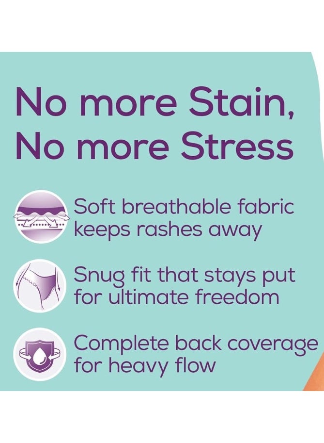 عشية أي وقت مضى سراويل إيفريف النسائية للدورة الشهرية، (مقاس صغير-متوسط)، 10 قطع، تغطية كاملة 360 درجة، مانعة للتسرب بنسبة 100%، امتصاص عالٍ للتدفق الغزير، فوط صحية للأمومة والولادة، حماية ما بعد الولادة وأثناء الليل، سراويل داخلية للاستخدام مرة واحدة - Image 3