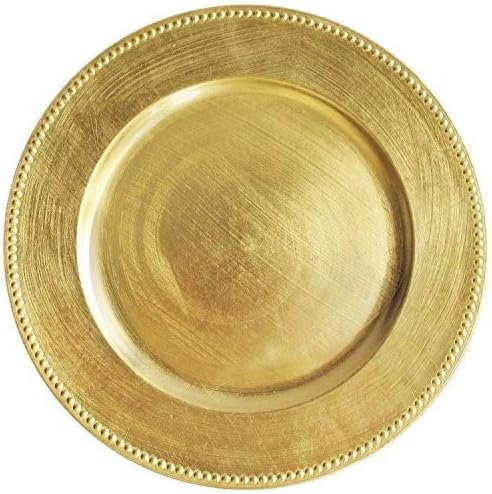 Tiger Chef Round Charger Plates Gold Beaded Dinner Chargers 13inch Wedding Charger Plates 24 Pack - Image 1