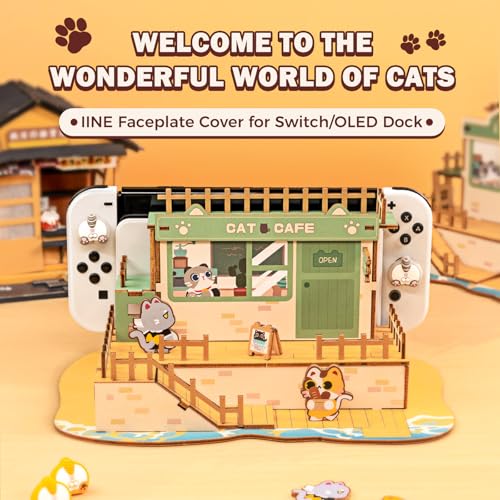 IINE Faceplate Cover for SwitchOLED Dock Cute Cat Bakery SwitchOLED Dock Shell DIY Replacement Shell Compatible with SwitchOLED Dock - Image 3