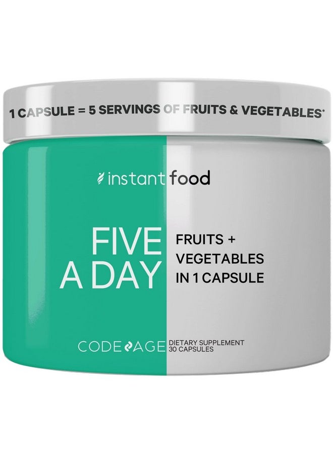 Codeage 5 Servings Of Fruits & Veggies Equivalent In 1 Single Capsule Whole Food Nongmo 15 Greens & Fruits Allinone Pill Eat Vegetables For Wellness Vegan Vitamins Supplement 30 Ct  - Image 1