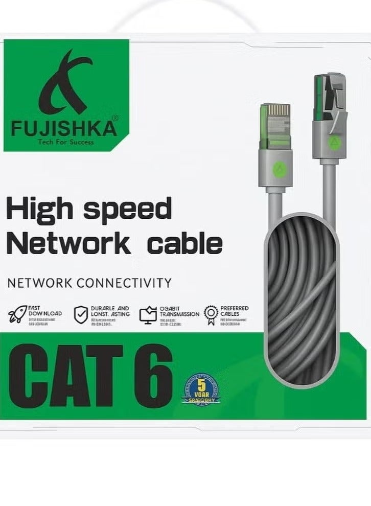 FUJISHKA CAT6 High Speed Ethernet Network Cable – 50 Meters Long Silver Gray Cable for Fast, Reliable Wired Internet Connections – Ideal for Home, Office, Gaming, Streaming, and Network Setup with Durable, Flexible Design and Superior Data Transfer - Image 3