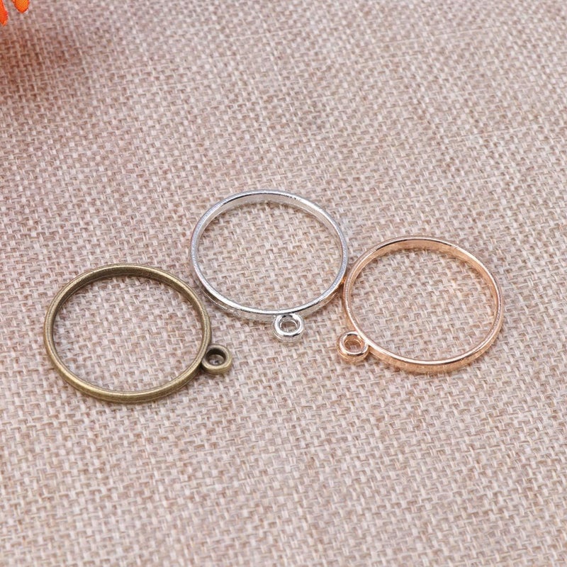 klarako 30pcs Open Back Bezel Pendants Round Shape Frame Pendant Open Back Frame with Loop for DIY Jewelry Making Bronze Silver KC Gold - Image 3