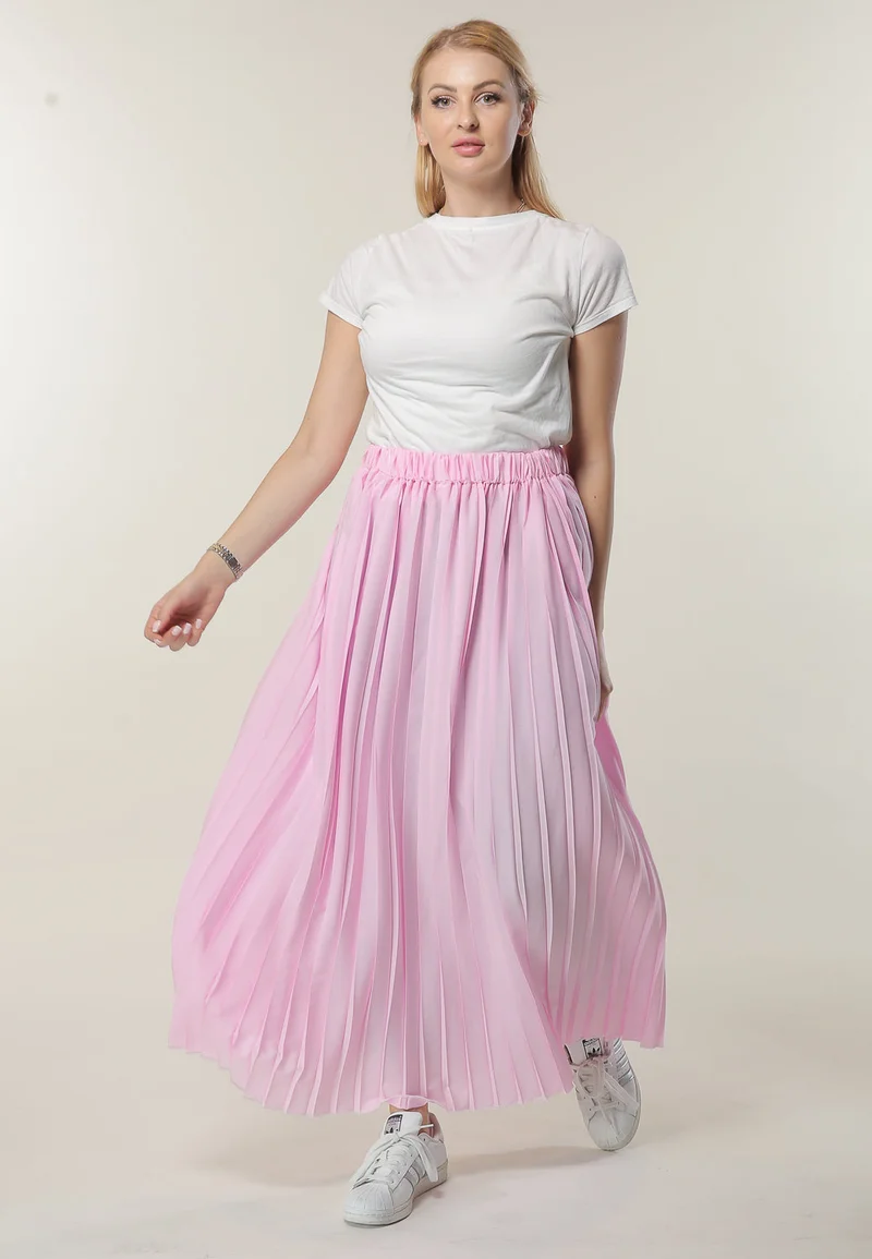 Moistreet Pleated High Waist Maxi Skirt