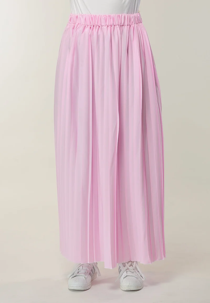 Moistreet Pleated High Waist Maxi Skirt