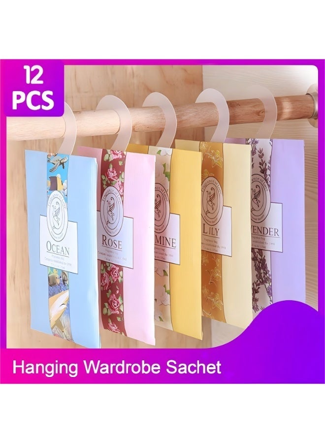 منعشات خزانة الملابس ، 12 حزمة أكياس كيس العطر مع كيس معلق ، العلاج بالعطر اللافندر الياسمين زهرة المحيط الليمون للدراج خزانات غرفة خزانة الملابس حمامات رف أحذية السيارة - Image 1