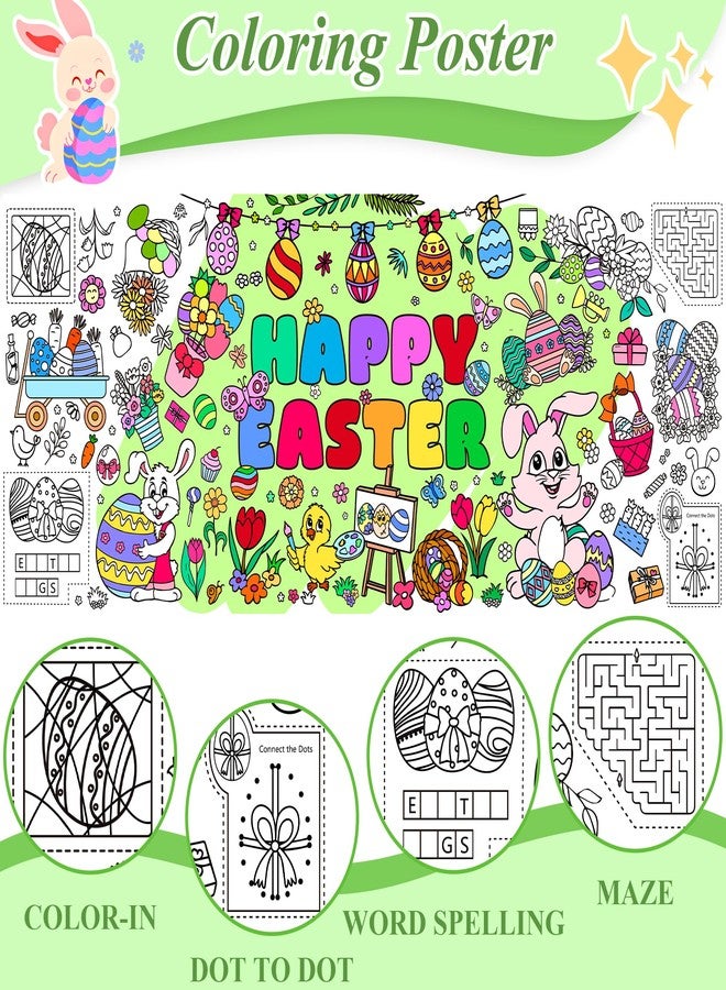 Yuronam Easter Giant Coloring Poster 30 x 72 Inches Jumbo Coloring Tablecloth Easter Crafts for Kids School Home Party Supplies Decoration - Image 3