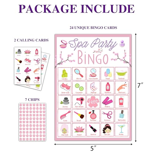 Disfuco Spa Bingo Game Sleepover Party Games for Adults Slumber Party Favors 24 Players - Image 5