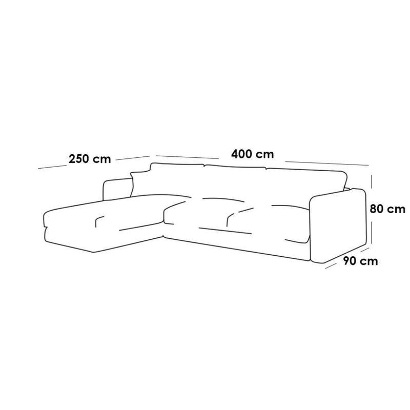 home house Corner sofa, suede wood and linen fabric - grey - Image 2