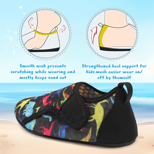 Besroad Toddler Boys Girls Water Shoes Breathable Qucik Dry Sport Beach Aqua Socks Lightweight Barefoot Flexible Dinosaur 8-8.5Toddler - Image 4
