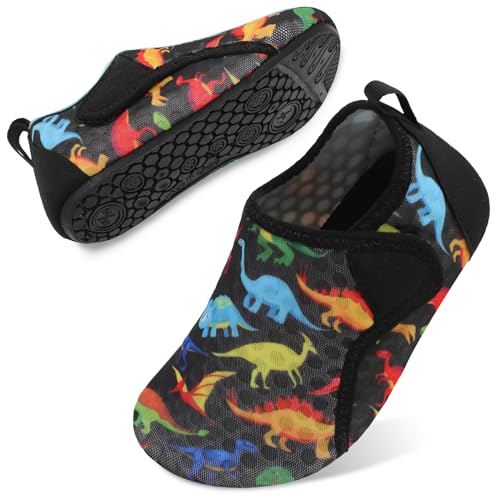 Besroad Toddler Boys Girls Water Shoes Breathable Qucik Dry Sport Beach Aqua Socks Lightweight Barefoot Flexible Dinosaur 8-8.5Toddler - Image 1