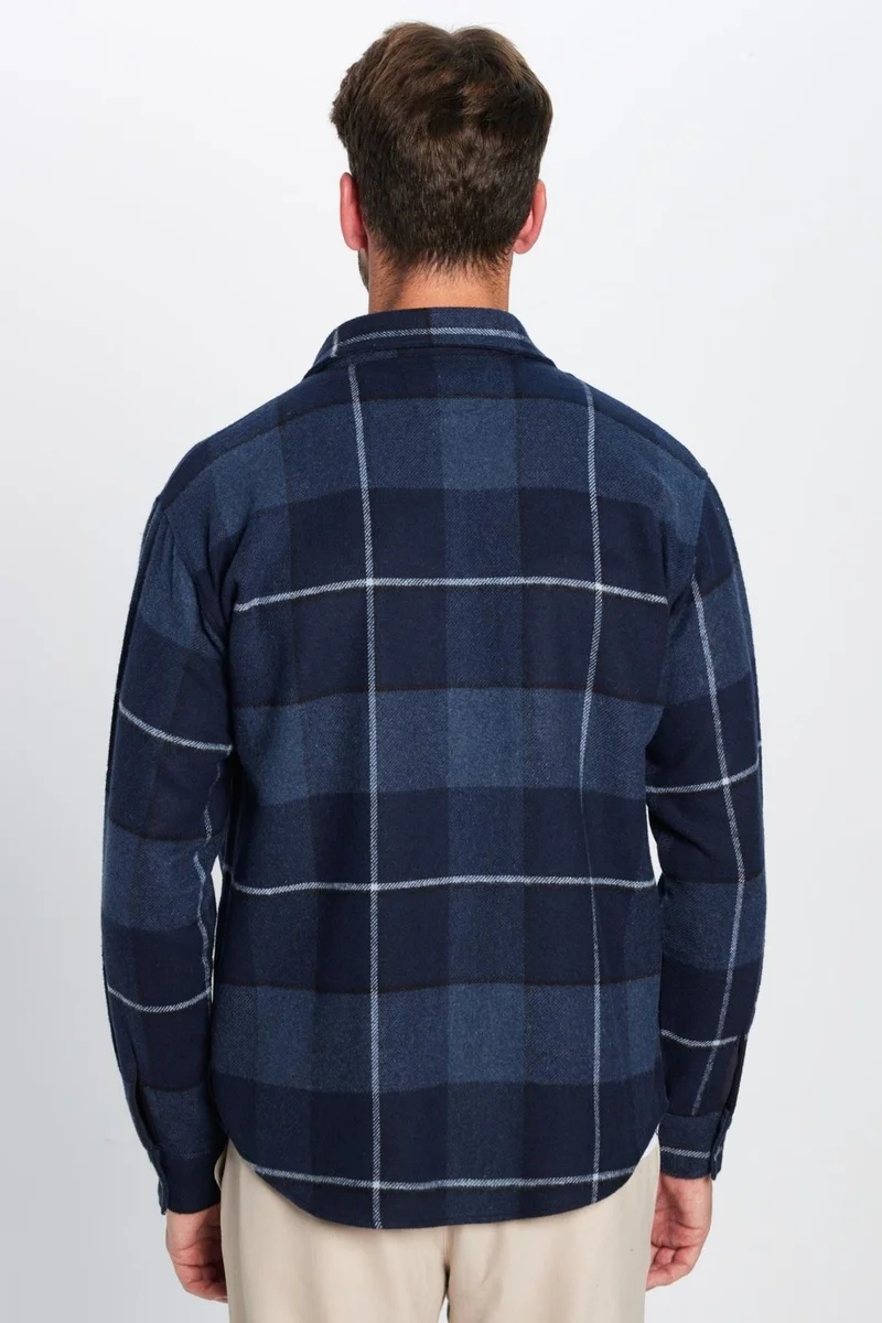 Tudors Men's Relax Fit Casual Cut Lumberjack Double Pocket Buttoned Plaid Winter Shirt