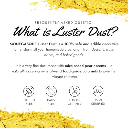 MONÉGASQUE Luster Dust Edible Glitter for Drinks 12 Pcs Set – Best Gift Idea for Bakers – Bakers Gift Set for Cake Decorations – Edible Glitter for Cakes & Cocktails – Cake Decorating Supplies - Image 3