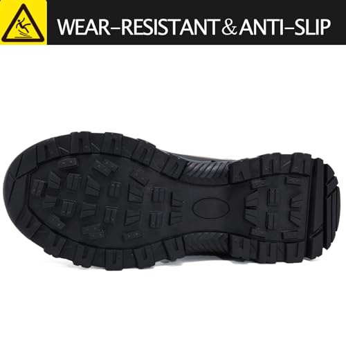 DINGGU Steel Toe Boots for Men Waterproof Safety Work Boots，Comfortable Mens Industrial & Construction Boots Brown 13 - Image 5