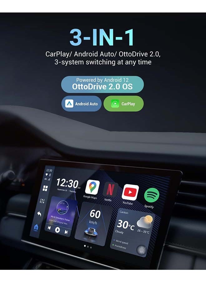 Ottocast - OTTOCAST P3 OttoAiBox - 2024 Android 12 CarPlay AI Box, Wireless CarPlay & Android Auto Adapter, 8GB+128GB, HDMI Output, GPS, Video Viewing YouTube, Netflix, Tiktok, etc - Image 1