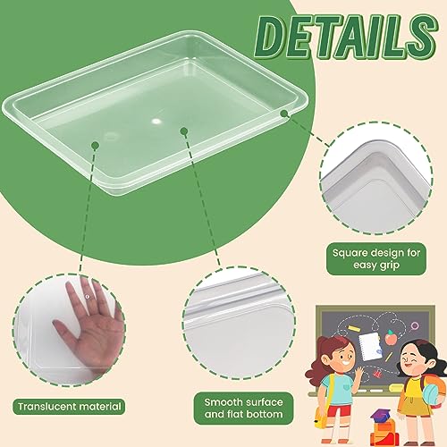 OJYUDD 10 Pcs Activity Plastic Art Trays,Stackable Craft Tray,Flat Storage Tray,Serving Organizer Tray for Kids,School,Home,Painting,Beads,DIY Projects,11 x 8.27 x 1.18 Inch(Clear) - Image 3