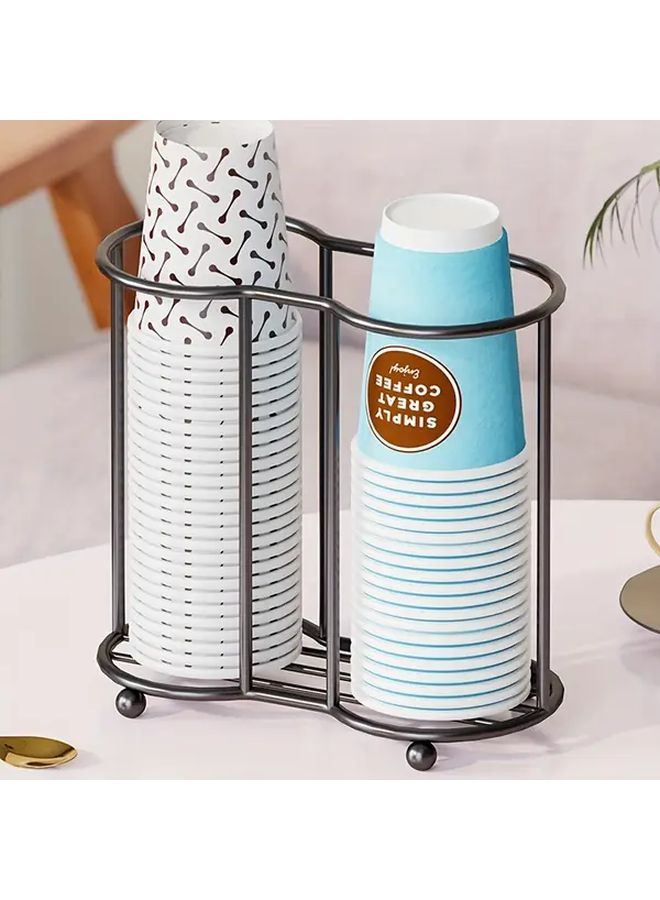 Durable Black Metal Double Cup Dispenser For Home Office Bar Cafe - Image 4
