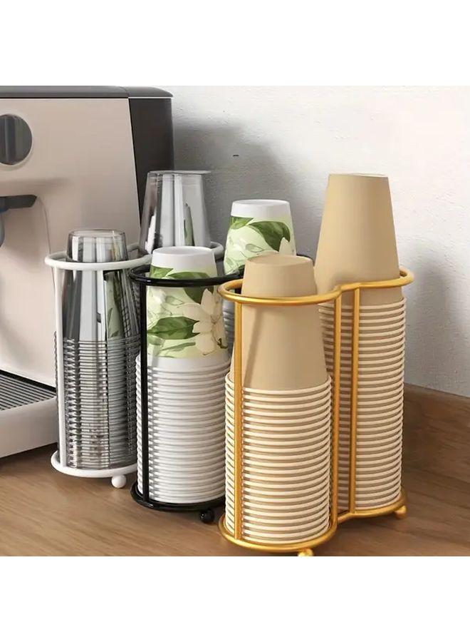 Durable Black Metal Double Cup Dispenser For Home Office Bar Cafe - Image 1
